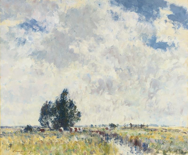 CATTLE ON THUNE MARSH by Edward Brian Seago