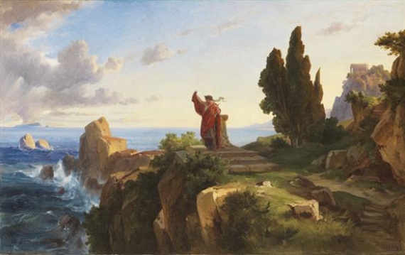 Antike Szene in heroischer Landschaft (Sappho am Kap Leukatas) by Friedrich Preller the Younger, 1876