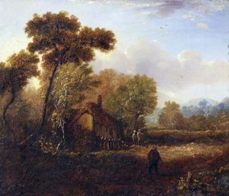 Figures Before A Cottage by John Berney Crome