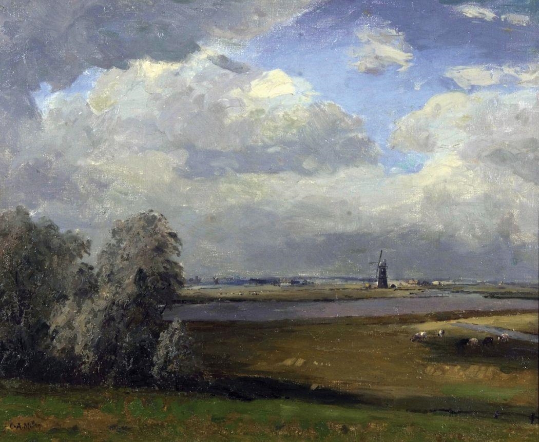 Artwork by Campbell A. Mellon, The Marshes From Burgh Castle, Made of Oil on canvas
