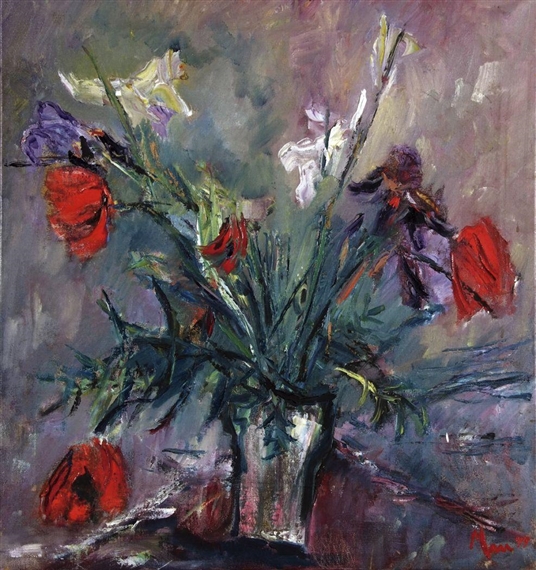 Mixed Flowers In A Vase by Leslie Marr, 1979