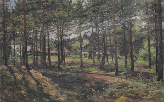 Forest enclave with cottages by Vladimir Makovsky, 1882
