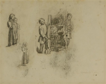 Sketch of Peasant Children - Kirill Lemokh
