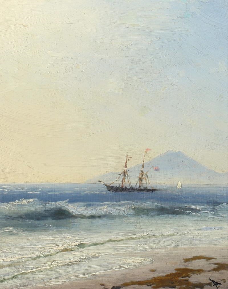 Artwork by Ivan Aivazovsky, Ship at Sea of the Island of Capri, Made of oil on board