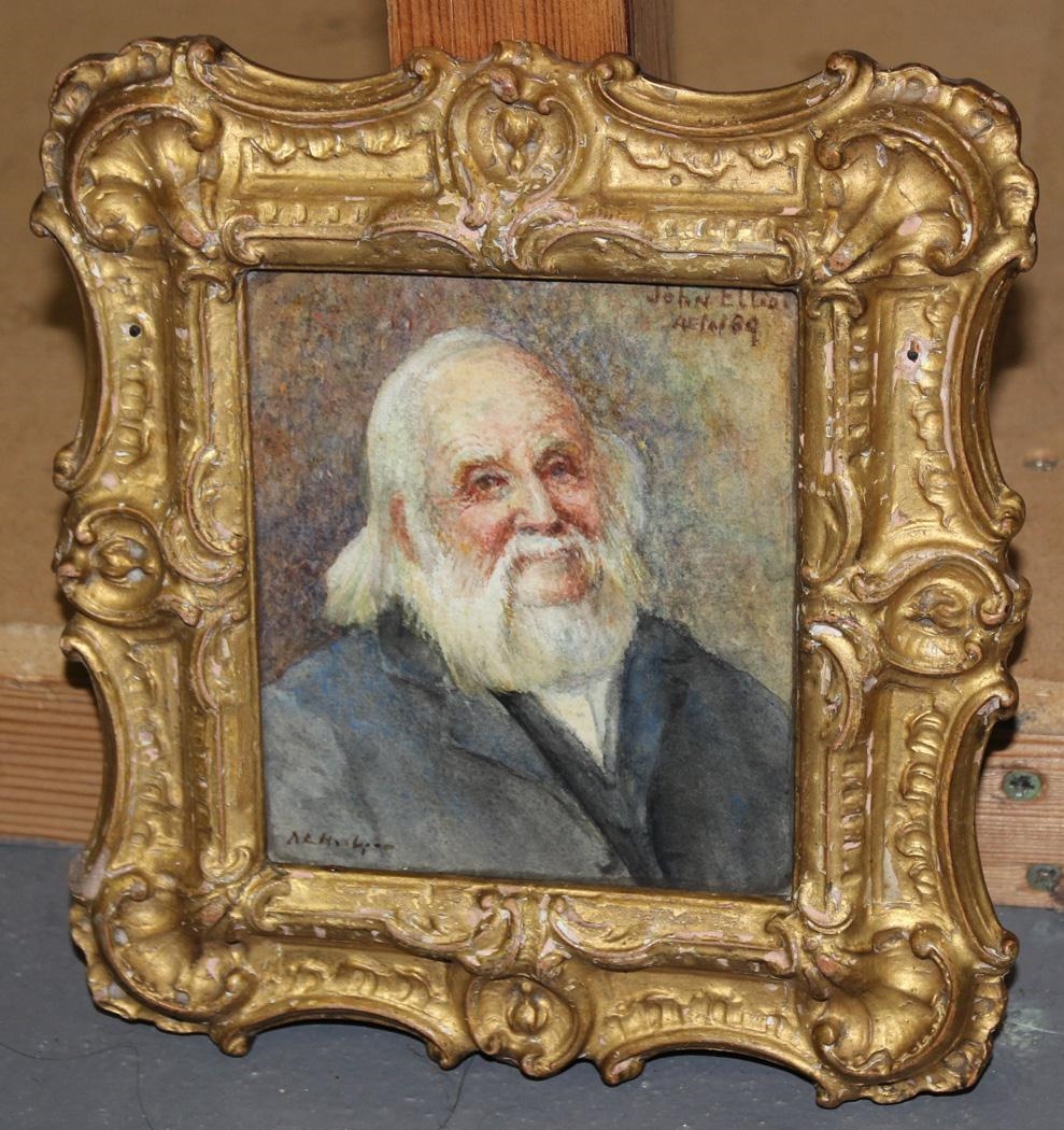 Artwork by Adelaide L. Haslegrave, John Elliott (Head and Shoulders Portrait Study), Made of watercolour