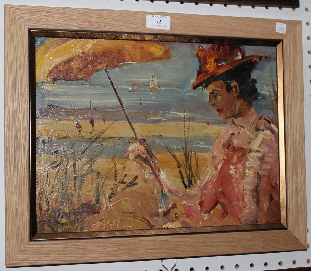Artwork by Jean Veerman, Lady with Umbrella, Made of oil on canvas