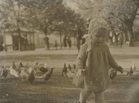 UNTITLED (GIRL WITH PIGEONS) / UNTITLED (GOING TO CHURCH) by Aenne Biermann, Circa 1931-1932