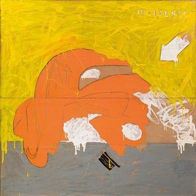 Artwork by Mario Schifano, Diptych: Incidente, Made of enamel on paper, laid down on canvas