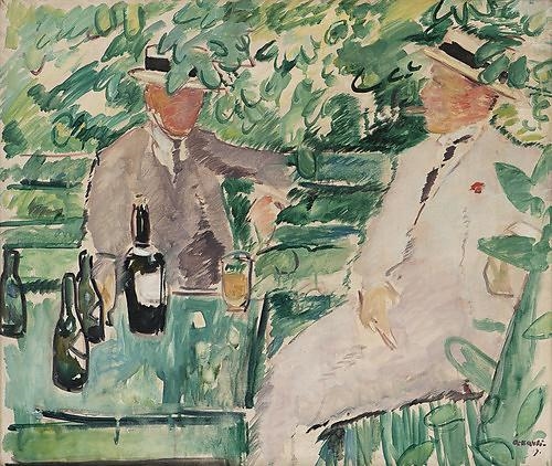 Two Men in a Garden by Arne Texnes Kavli, 1919
