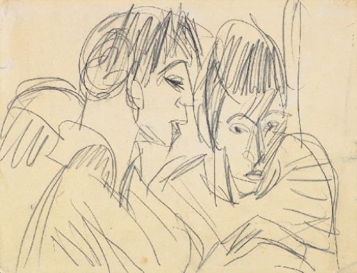 Paar. Verso: Liegendes Mädchen