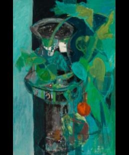 Artwork by Jean-Maxime Relange, Cheminée & Philodendron, Made of Oil on canvas