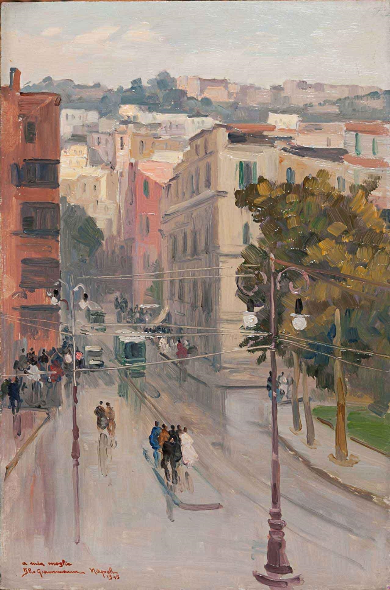Artwork by Ilio Giannaccini, NAPLES, VIA MERGELLINA, Made of Oil on wood
