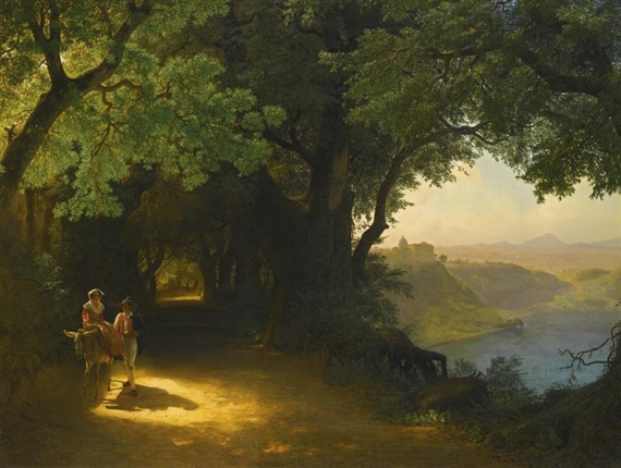 VIEW OF CASTEL GANDOLFO AND LAKE ALBANO by Lev Felixovich Lagorio, 1857