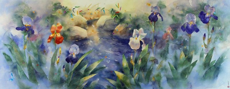 Artwork by Alex Fong, IRISES, Made of watercolour on paper