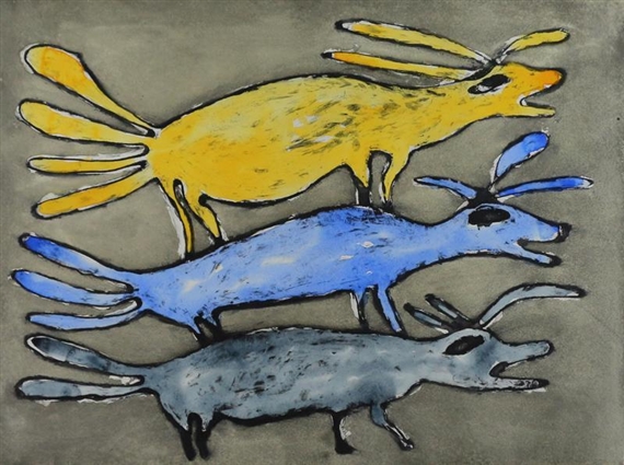 THREE CARIBOU by Kenojuak Ashevak, 2010