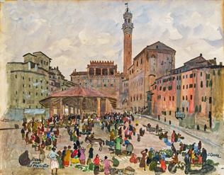 Siena, Piazza del Mercato by Oskar Laske, 1921