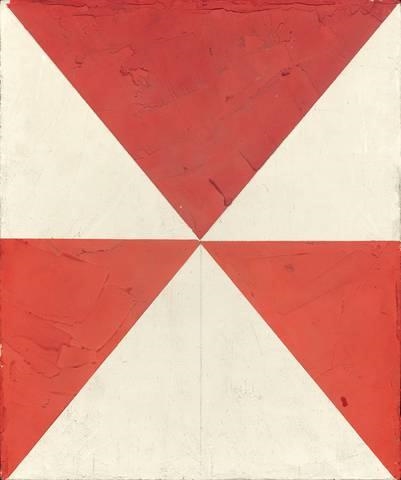 ZENTRALE TEILUNG IN ROT UND WEISS by Hermann Glöckner, 1976