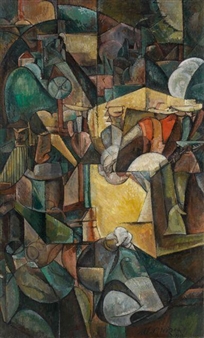 MOISSONEURS OU "DEPIQUAGE DES MOISSONS", VARIANTE by Albert Gleizes, 1912