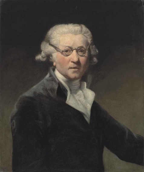 Portrait of the artist, half-length, in a dark green coat, with a white cravat and spectacles