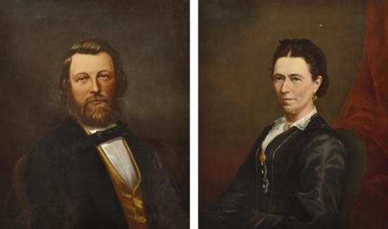 Portraits of Mr and Mrs William Udall by Thomas Flintoff, 1875