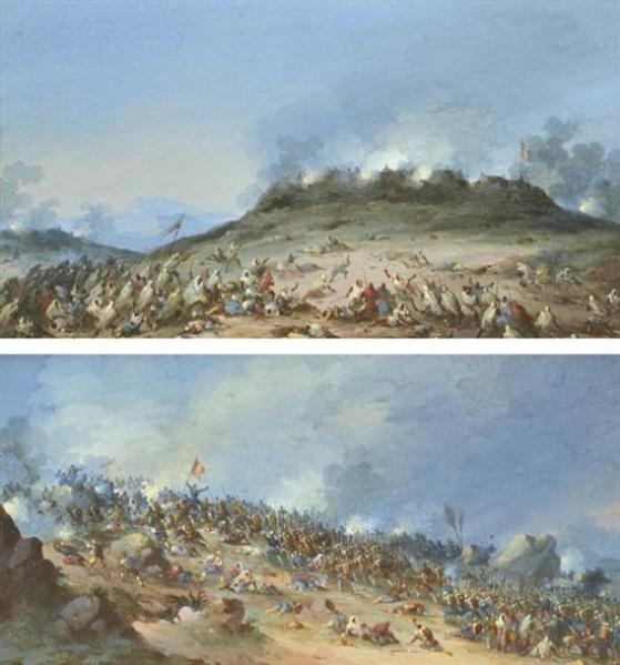 Artwork by Eugène Bazin, Battle Scenes, Made of watercolour