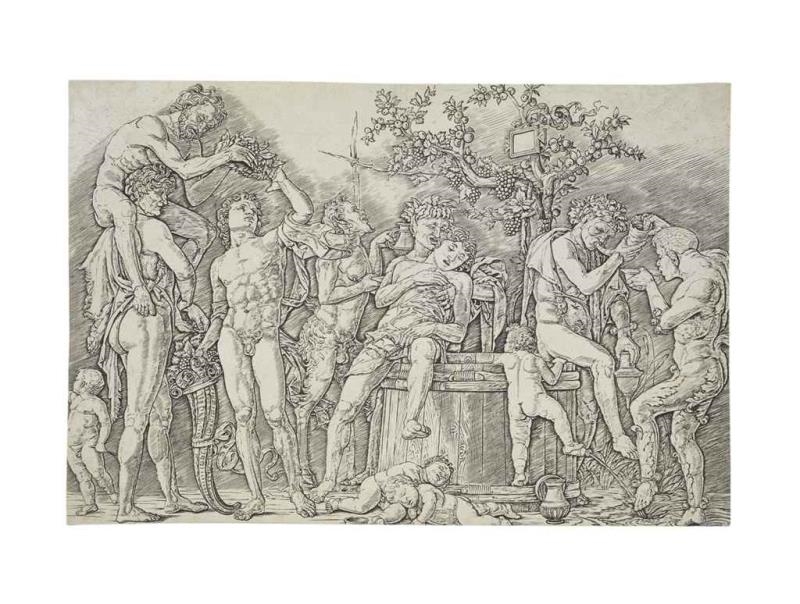 A Bacchanal with a Wine-Press (B. 19; H. 4; Martineau 74) by Andrea Mantegna, circa 1475