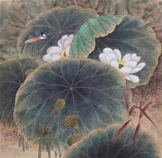 BIRDS IN THE LOTUS POND by Sun Ji, 2001