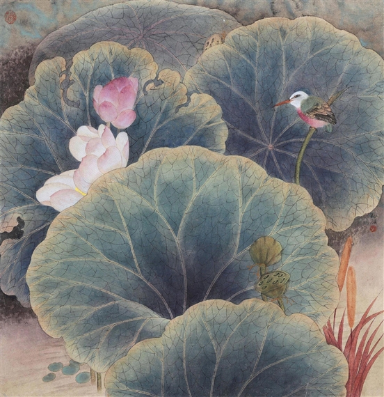 BIRDS IN THE LOTUS POND by Sun Ji