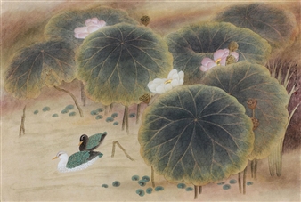 BIRDS IN THE LOTUS POND - Sun Ji