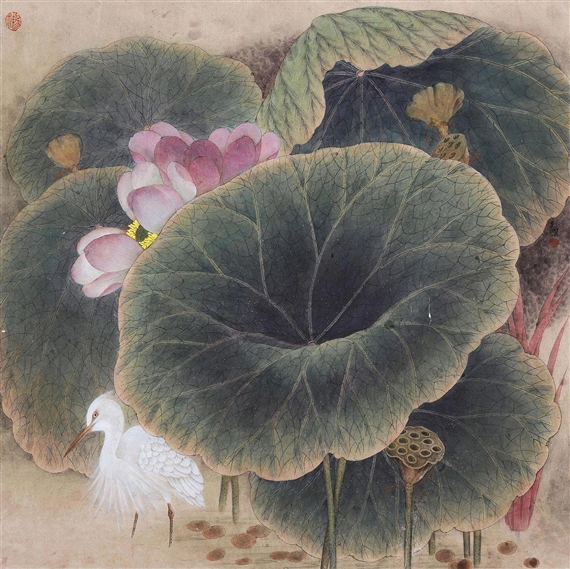 BIRDS IN THE LOTUS POND by Sun Ji
