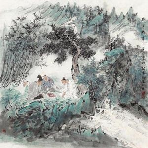 Artwork by Gu Ping, PLAYING CHESS IN THE TREE, Made of ink and color on paper