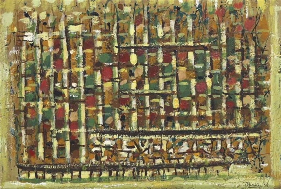 Paysage vert by Roger Bissière, 1958