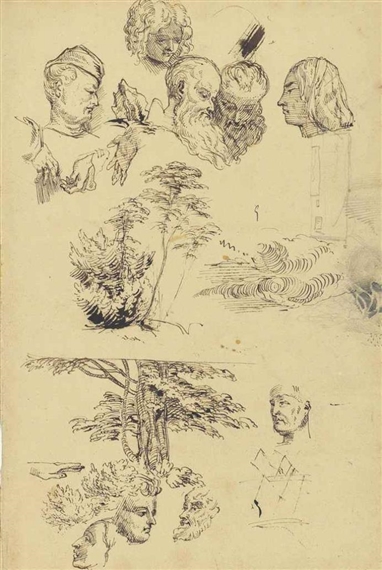 Studies after Titian by Eugène Delacroix