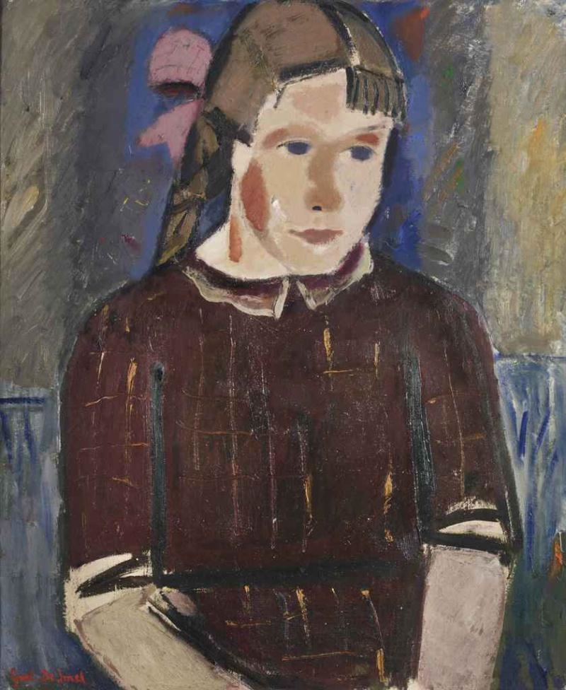 Girl with a pink ribbon by Gustave de Smet, 1935