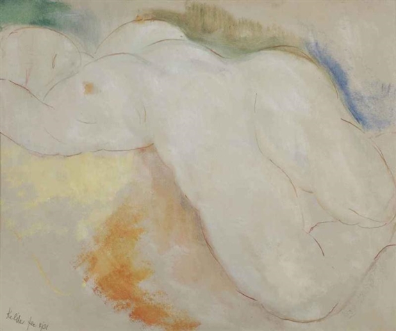 Reclining nude by Toon Kelder, 1931