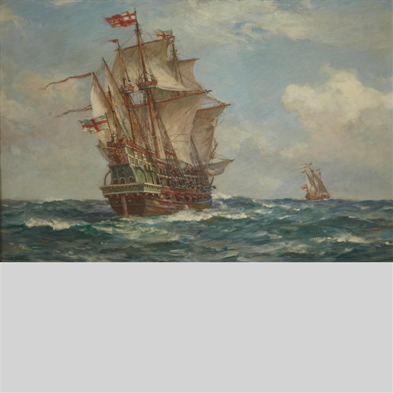 AN ENGLISH MAN-OF-WAR  British by Bernard Finegan Gribble