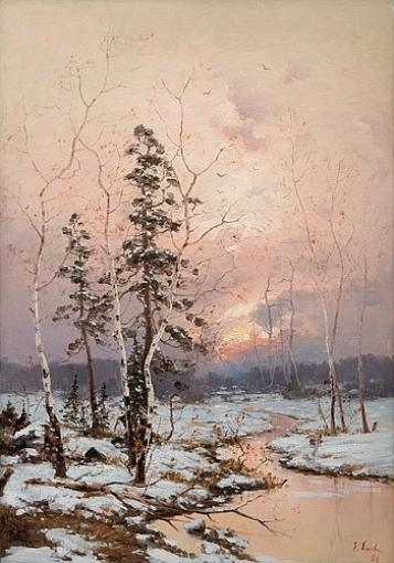 Artwork by Eugen Taube, Winter sun, Made of Oil on canvas