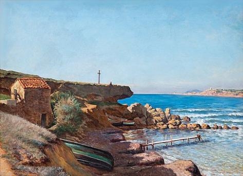 Artwork by Adolf von Becker, Landscape from the south, Made of Oil on canvas