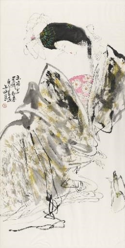 A painting depicting the tipsy Yang Guifei by Wang Xijing, 1990