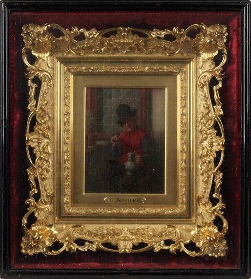 portrait of a gentleman smoking a pipe by Gustav Köhler