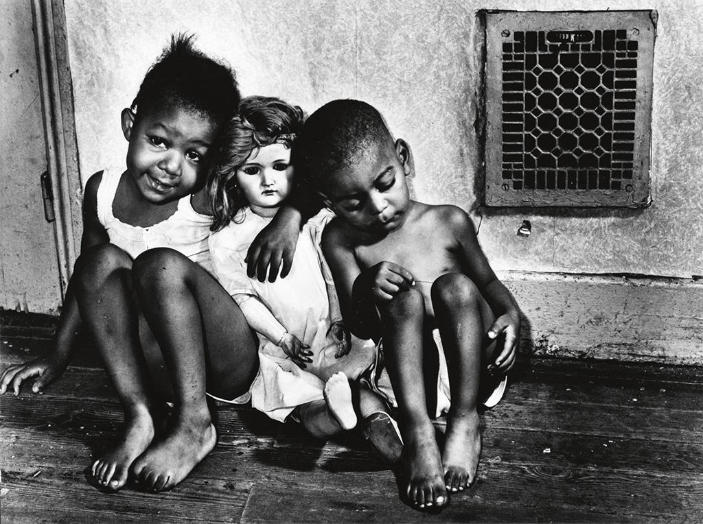 Artwork by Gordon Parks, Children with doll, Made of Silver print
