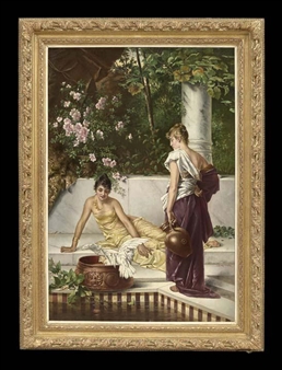 By the Garden Pool - Charles Frederick Lowcock