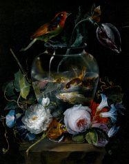 Aquarium entouré de fleurs sur une margelle - Salvatore Giusti