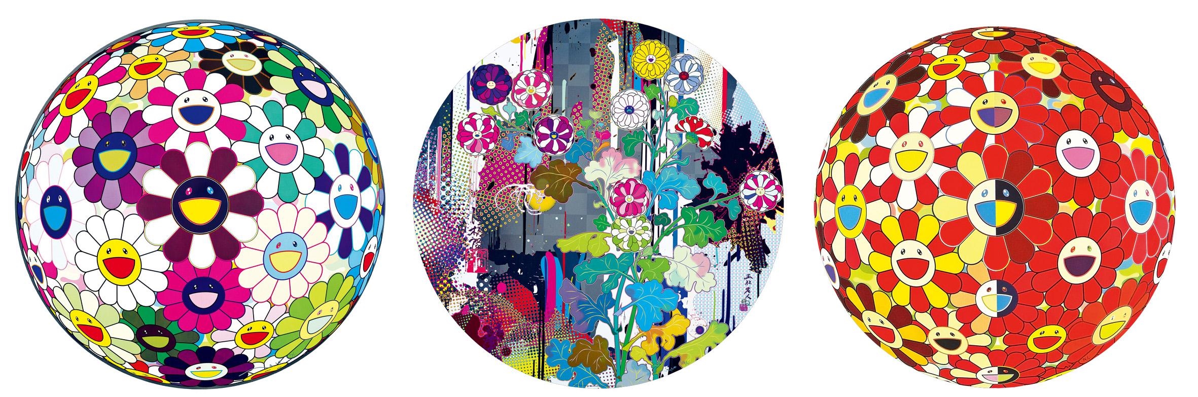Takashi Murakami | 3 works: Flowerball Brown ; Kansei Abstraction ...