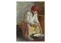 Artwork by Leonid Mihailovich Stil, Skin a Potato, Made of Oil on canvas