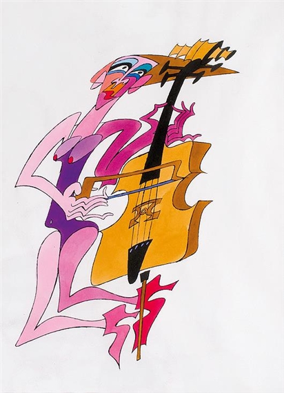 WOMAN WITH BASS by Svatopluk Pitra