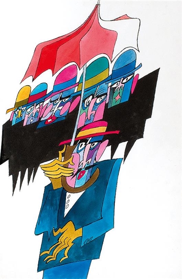 MEN UNDER THE UMBRELLA by Svatopluk Pitra