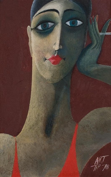 WOMAN IN RED SWIMSUIT by Svatopluk Pitra, 1978