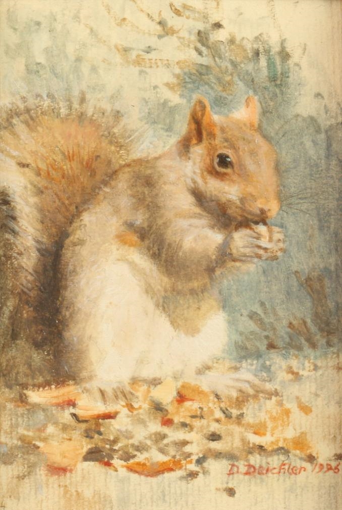 Artwork by Deborah Deichler, AUTUMN SQUIRREL, Made of Oil on paper