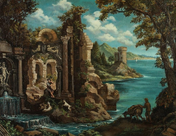 SHEEP HERDER IN RUINS by William Hogan